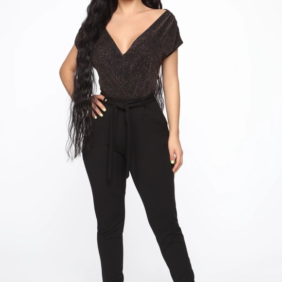 Fashion Nova Pour My Heart Out Glitter Bodysuit - Black/Multi - Picture 2 of 2